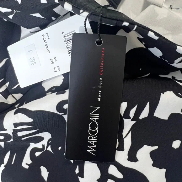 MarcCain Black and White Patterned Cropped Pants With Lace Trim NWT